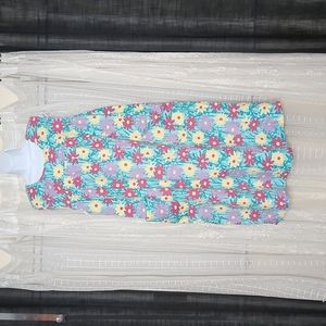 Daisy Floral Print Vintage 70's 80's Sleeveless Muumuu House Dress Shift Dress